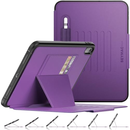 SEYMAC stock Case for iPad (A16) 11th/10th Generation 11''/10.9'', Strong Magnetic Auto Sleep Shockproof Case with Absorbing Multi-Angles Stand, Pen Holder, Card Slot (Purple) - Image 1