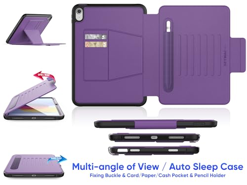 SEYMAC stock Case for iPad (A16) 11th/10th Generation 11''/10.9'', Strong Magnetic Auto Sleep Shockproof Case with Absorbing Multi-Angles Stand, Pen Holder, Card Slot (Purple) - Image 3