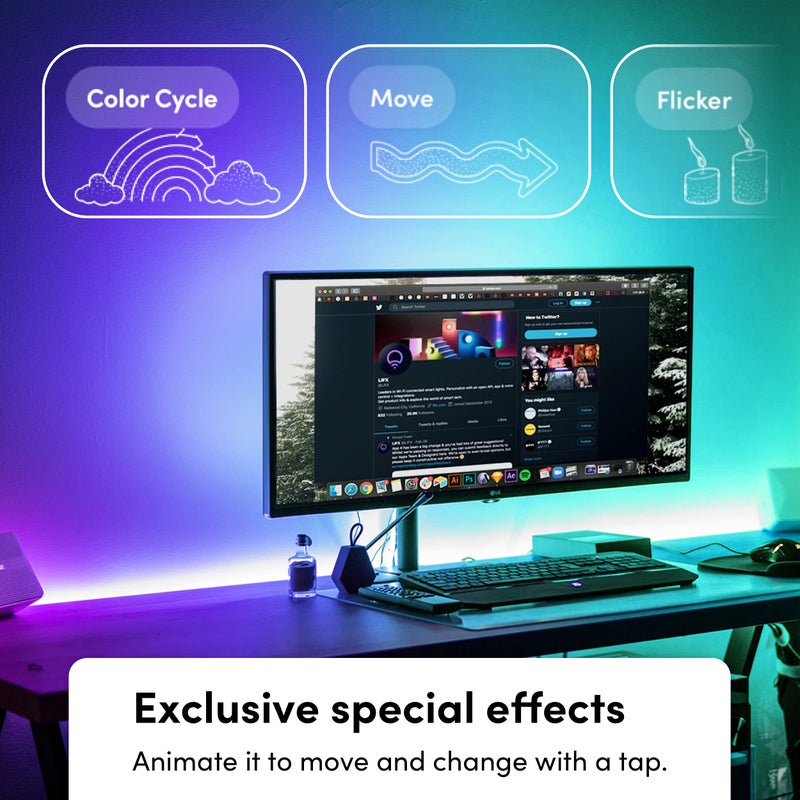 LIFX Lightstrip Color Zones, Wi-Fi Smart LED Light Strip, Full Color with Polychrome Technologyâ„¢, No Bridge Required, Compatible with Alexa, Hey Google, HomeKit and Siri, 120" Kit - Image 5