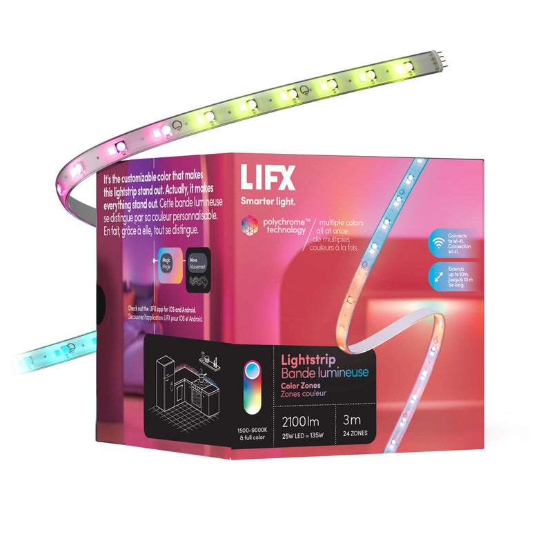 LIFX Lightstrip Color Zones, Wi-Fi Smart LED Light Strip, Full Color with Polychrome Technologyâ„¢, No Bridge Required, Compatible with Alexa, Hey Google, HomeKit and Siri, 120" Kit - Image 1