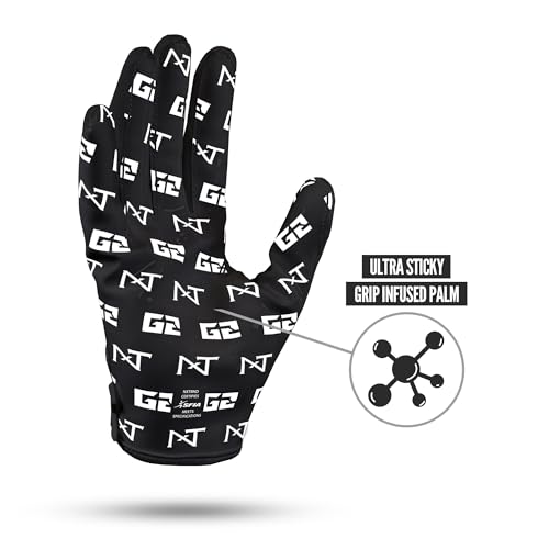 NXT NXTRND Nxtrnd G2 Pro Football Gloves Mens Ultra Sticky Elite Receiver Gloves Black Large - Image 3
