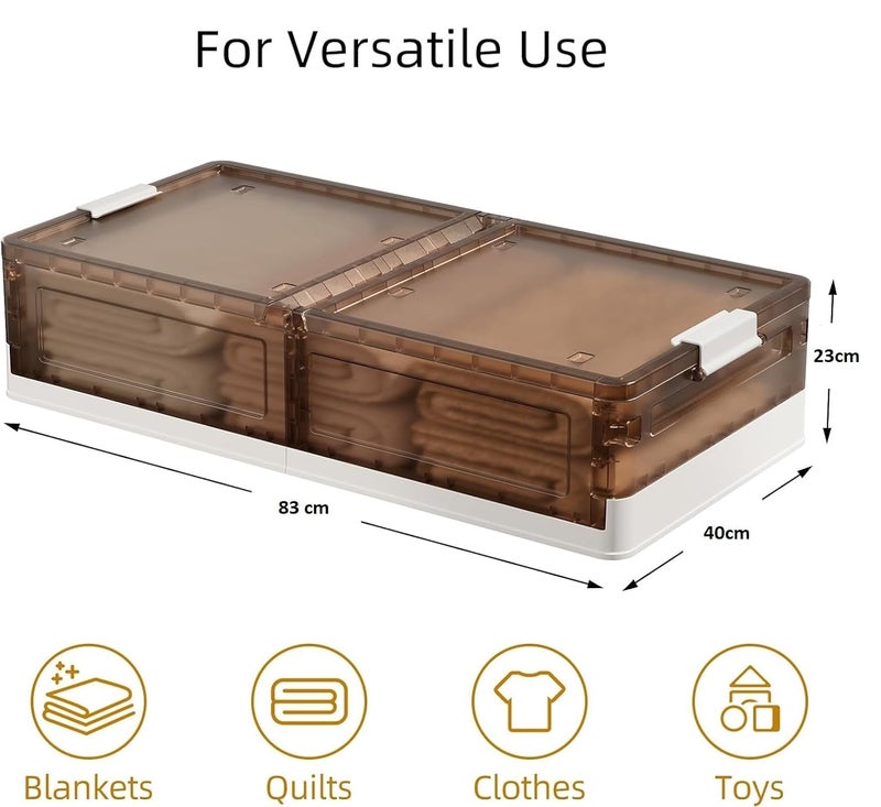 HOME CUBE 1 Pc Stackable Under Bed Storage Containers Organizer with Wheels Rolling Under Bed Storage Container Folding Plastic Storage Box with Lid For Clothes Shoe Blankets Toys Bedding Books - Image 4