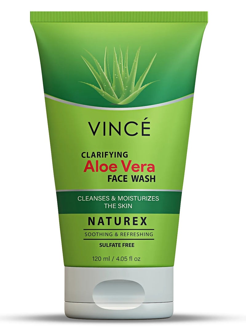 VINCE Aloe Vera Face Wash – Deep Cleansing & Moisturizing – Soothes Skin, Tightens Pores, Reduces Blemishes, and Promotes Healthy, Radiant Skin, 120ml  - Image 1