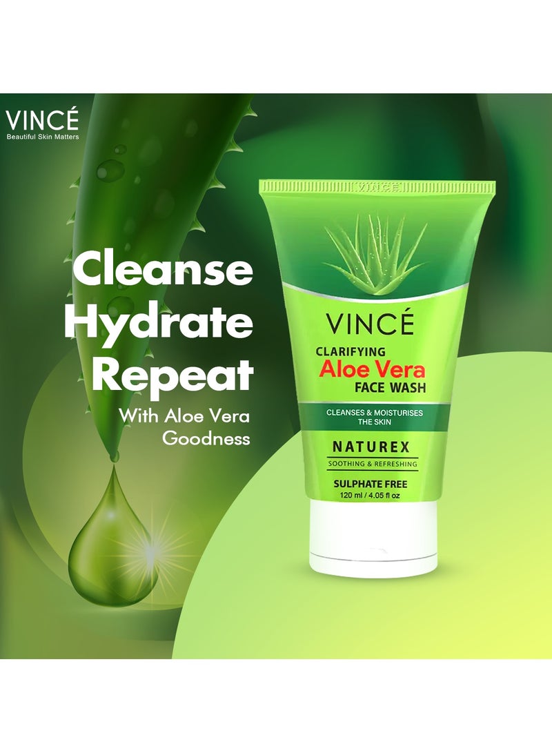 VINCE Aloe Vera Face Wash – Deep Cleansing & Moisturizing – Soothes Skin, Tightens Pores, Reduces Blemishes, and Promotes Healthy, Radiant Skin, 120ml  - Image 3