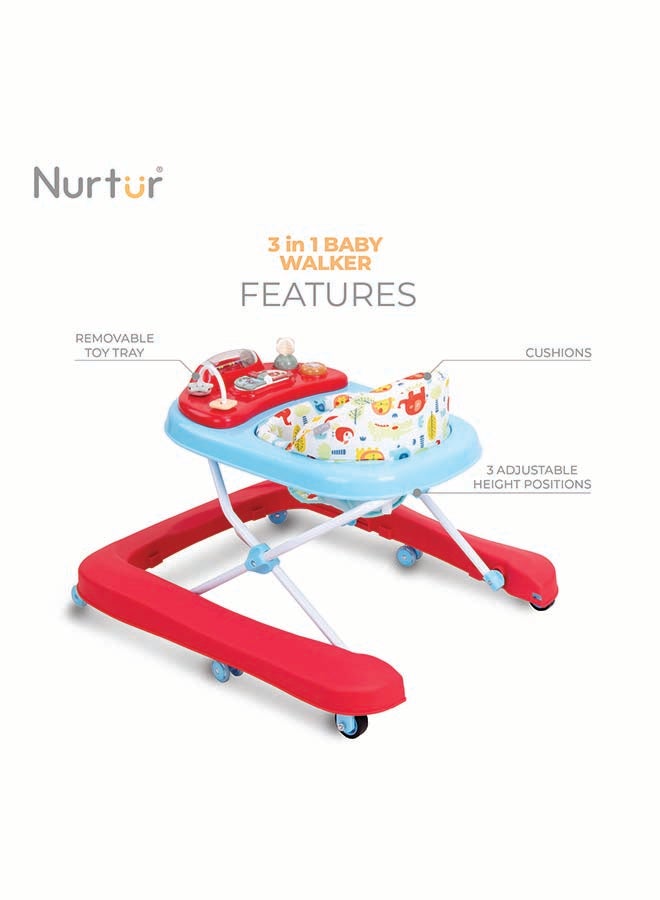 Nurtur 3 In 1 Baby Multi Walker-rocking Function- Music - 3 Height Adjustment, easy fold - Multi - Image 4