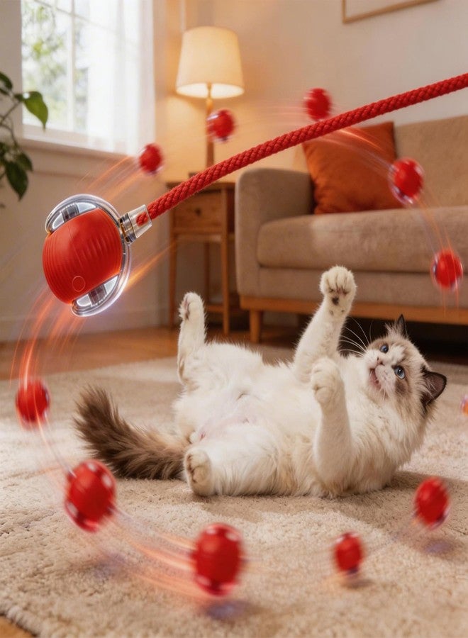 Interactive Smart Wake Pet Ball with Teaser Tail for Cats & Dogs(red) - Image 2