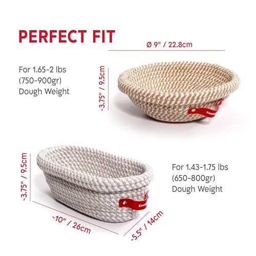 KneadAce Sourdough Starter Kit – 34oz Starter Jar, 2 Cotton Rope Banneton Proofing Baskets, Magnetic Bread Lame for Scoring – Gift for Bakers & Complete Sourdough Bread Baking Set - Image 5