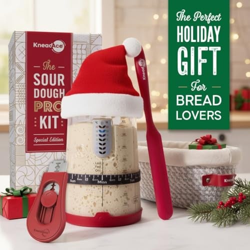 KneadAce Sourdough Starter Kit – 34oz Starter Jar, 2 Cotton Rope Banneton Proofing Baskets, Magnetic Bread Lame for Scoring – Gift for Bakers & Complete Sourdough Bread Baking Set - Image 2