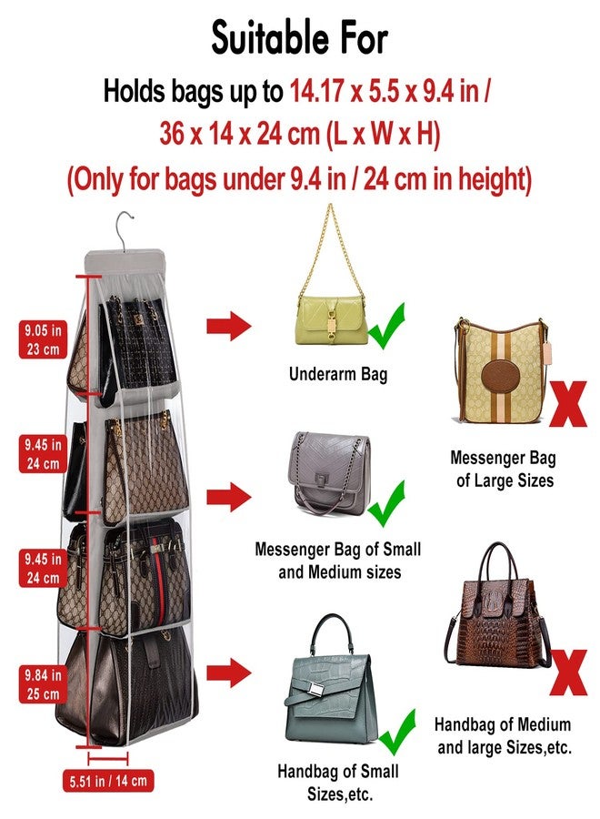 Lirex 2-Pack Handbag Hanging Purse Organizer for Closet, 8 Pocket Handbag Storage Organizer Hanger Oxford Cloth Closet Organizer for Family Closet Bedroom, Foldable and Universal Fit, Black - Image 2