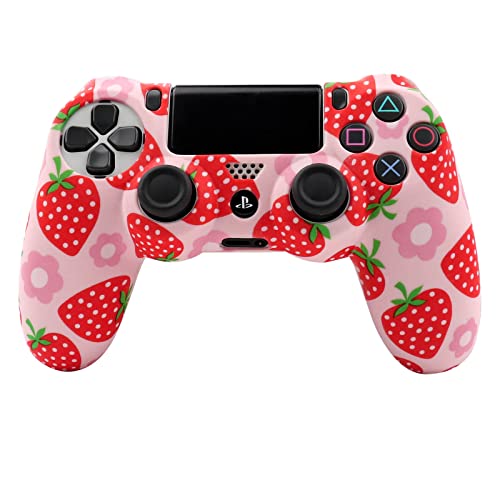 RALAN Pink Controller Skins for PS4,Fruit Silicone Controller Cover Skin Protector Compatible /PS4 Slim/PS4 Pro Controller with 2 Cute Thumb Grips Caps… - Image 2