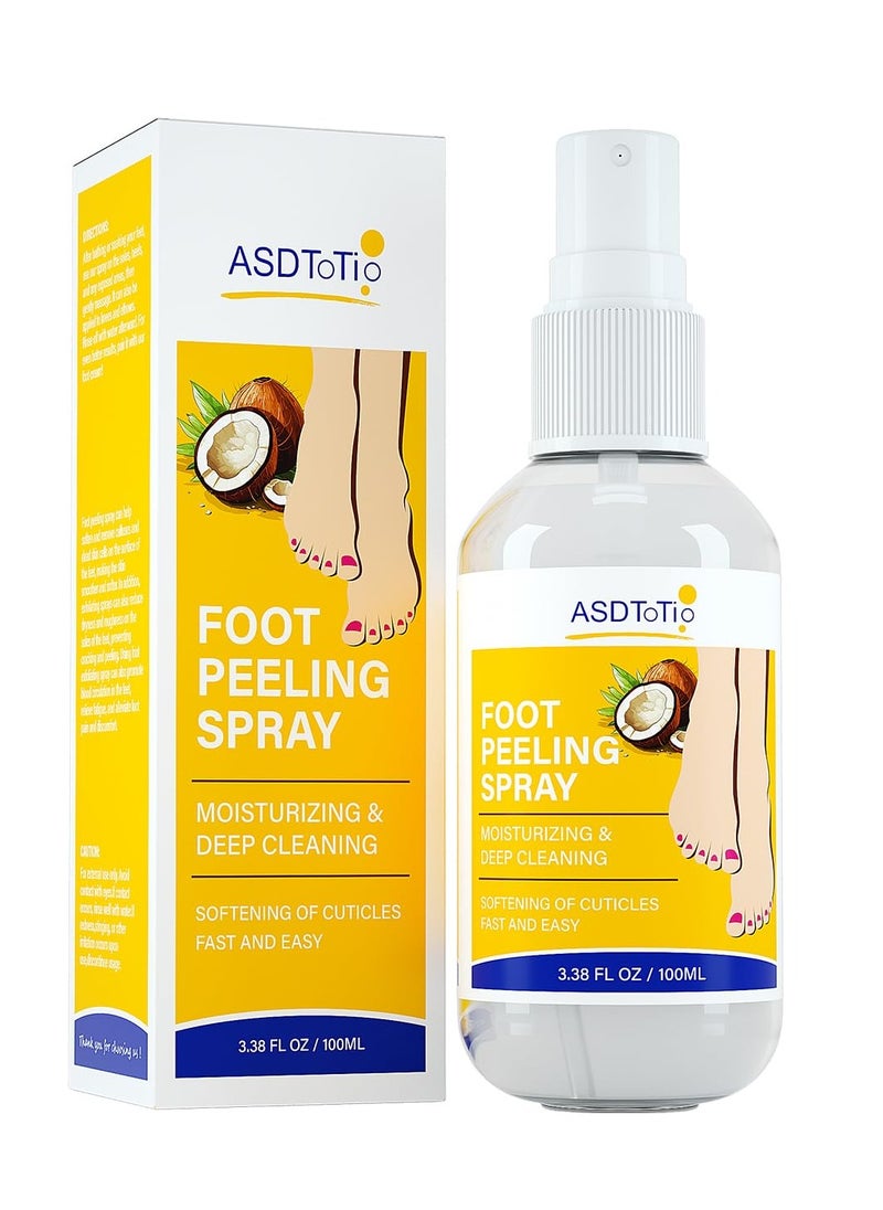 ASDToTio - Instant Foot Peeling Spray- Coconut Foot Peeling Spray Instantly Remove Dead Skin, Hydrate & Nourish. Exfoliate Dry, Rough Skin- 4 fl.oz - Image 1