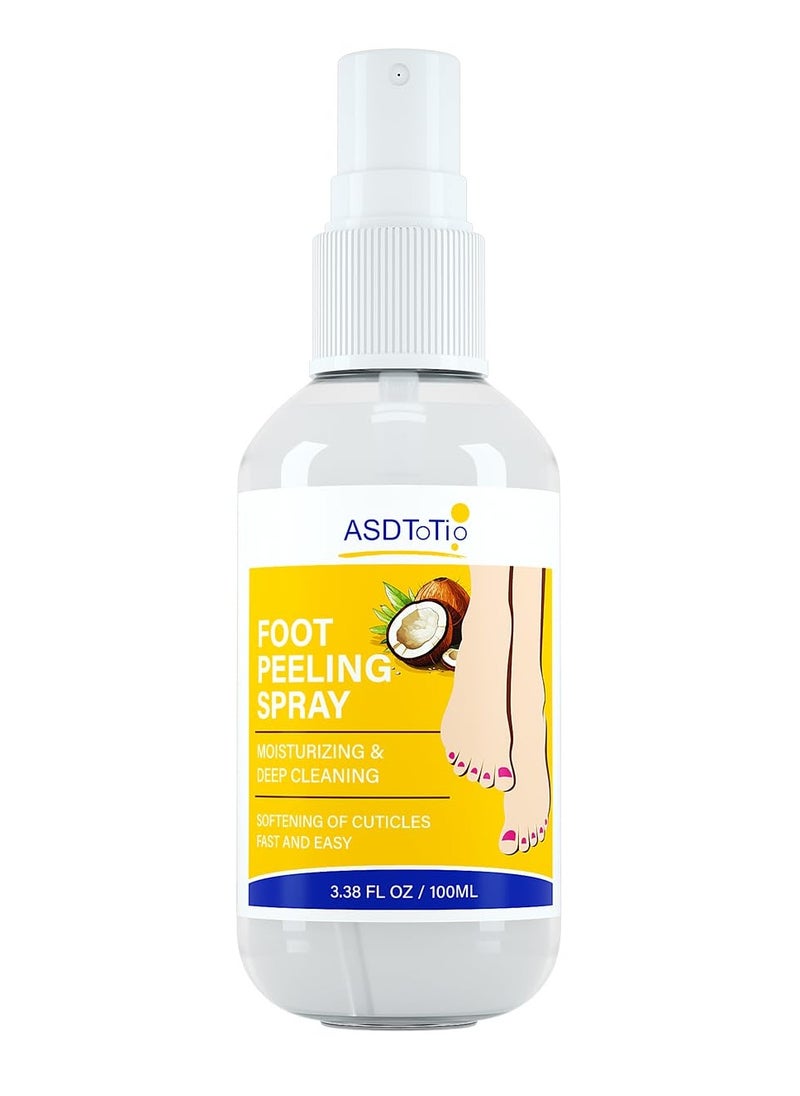 ASDToTio - Instant Foot Peeling Spray- Coconut Foot Peeling Spray Instantly Remove Dead Skin, Hydrate & Nourish. Exfoliate Dry, Rough Skin- 4 fl.oz - Image 1