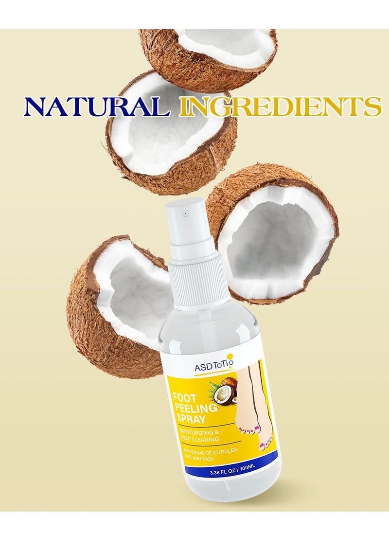 ASDToTio - Instant Foot Peeling Spray- Coconut Foot Peeling Spray Instantly Remove Dead Skin, Hydrate & Nourish. Exfoliate Dry, Rough Skin- 4 fl.oz - Image 1