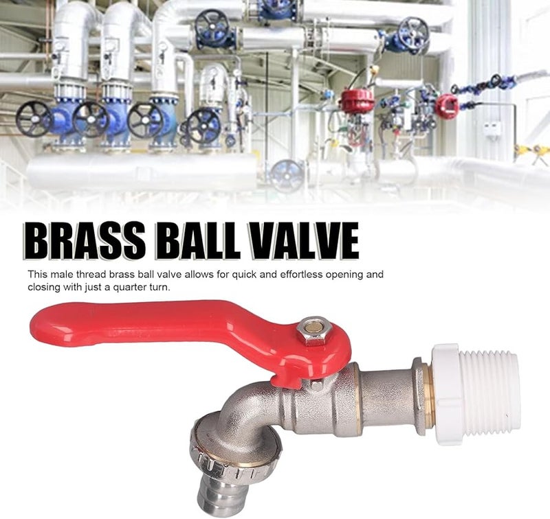 صمام كرة نحاسي صغير، ربع دورة، بخيوط ذكرية، مخرج تصريف 15 مم - Image 4