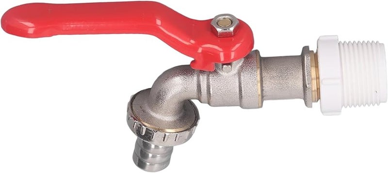 صمام كرة نحاسي صغير، ربع دورة، بخيوط ذكرية، مخرج تصريف 15 مم - Image 2