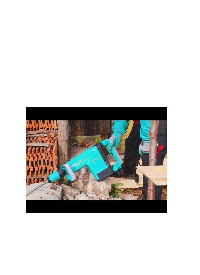 توتال - Total مطرقة جاك للكسارة الهدمية بقدرة 1500 وات، 10 كجم، ظرف SDS-MAX، 1000-1900 نبضة في الدقيقة، قوة التأثير 6-25J، نظام مضاد للاهتزاز، يتضمن إزميلين وفرش كربون إضافية - TH215002 - Image 1