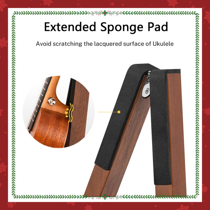 Donner Wood Ukulele Stand Mini Guitar Stand for Small Musical Instruments, Violin, Mandolin, Ukulele, Banjo, Folding Floor Stand A-Frame Holder - Image 2