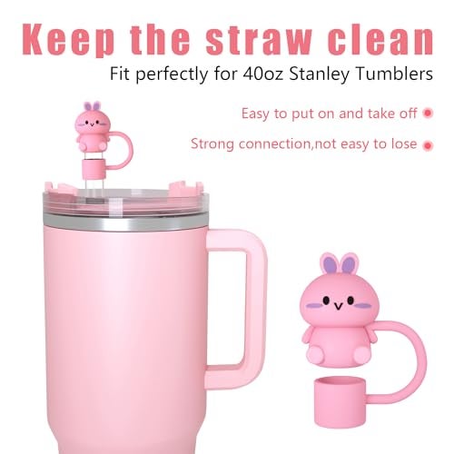 SPOVE Animal Straw Covers Cap for Stanley Cup, Straw Topper for 30&40 Oz Stanley Tumbler with Handle,10mm 0.4in Reusable Straw Tips Lids Dust-Proof Topper for Water Bottle 7pcs Cute Pattern - Image 4