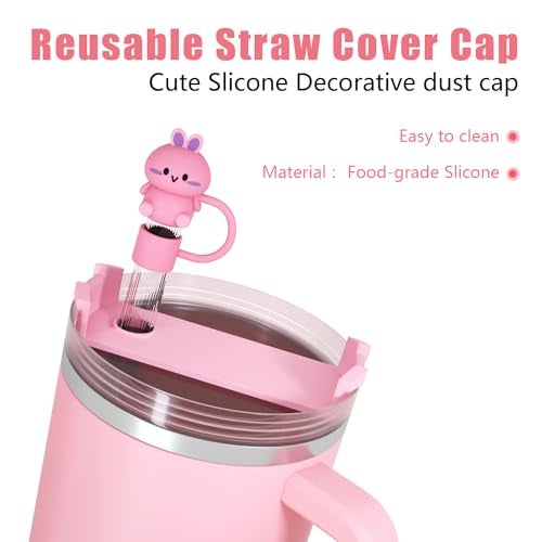 SPOVE Animal Straw Covers Cap for Stanley Cup, Straw Topper for 30&40 Oz Stanley Tumbler with Handle,10mm 0.4in Reusable Straw Tips Lids Dust-Proof Topper for Water Bottle 7pcs Cute Pattern - Image 2