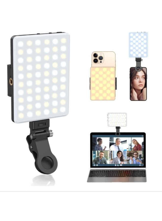 Soofam Fill Light 60 LED High Power Rechargeable Fill Video Light with Front Back Clip Adjusted 3 Light Modes for Phone iPhone Android iPad Laptop For Makeup Selfie Vlog Video Conference - Image 1