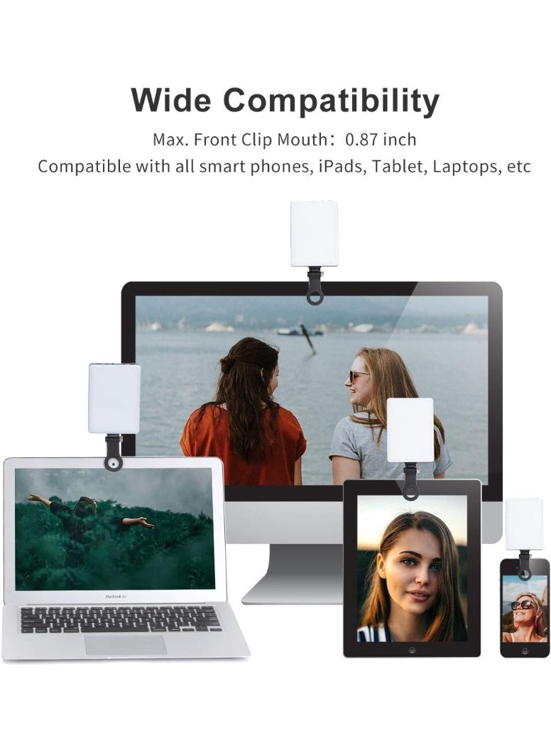 Soofam Fill Light 60 LED High Power Rechargeable Fill Video Light with Front Back Clip Adjusted 3 Light Modes for Phone iPhone Android iPad Laptop For Makeup Selfie Vlog Video Conference - Image 2