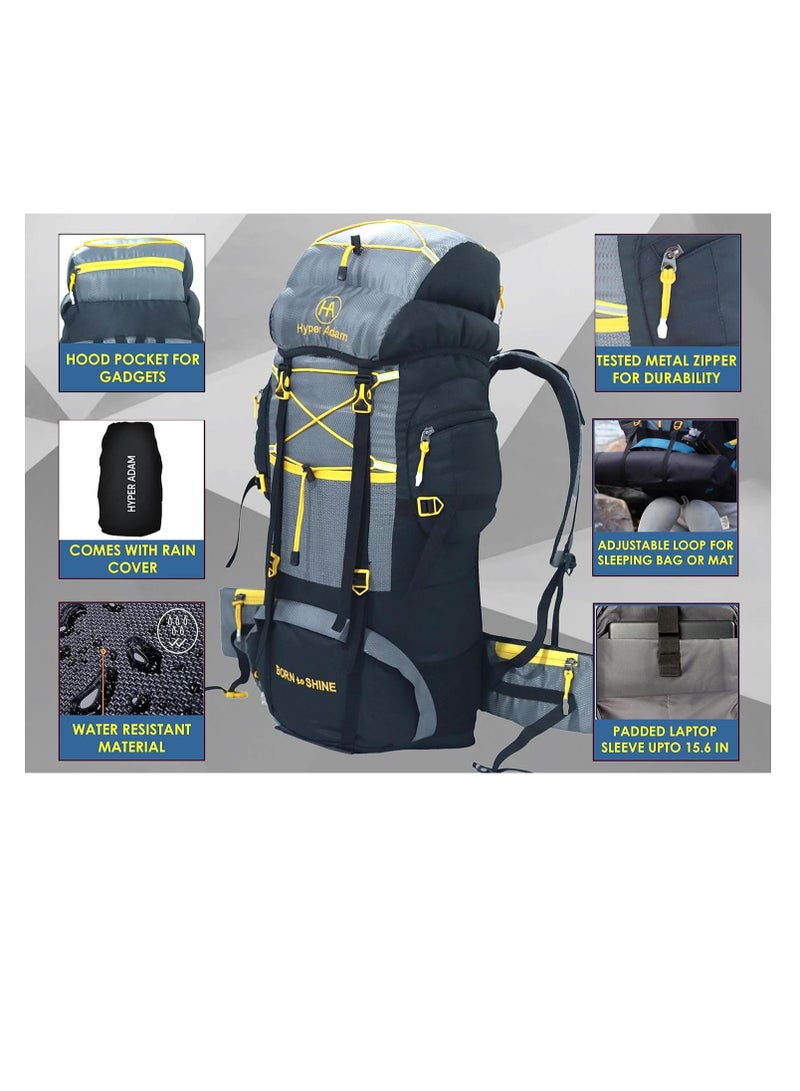 Hyper Adam Rucksack Bags | 75 Litres Travel Bag For Men | Tourist Bag For Travel | Backpack For Hiking Trekking Bag Mountain Bag For Camping | Rain Cover | JHKW - Image 4