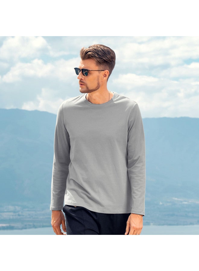 Cotton】solid Color Long Sleeve T-shirt For Men, Heavyweight Pure Cotton Men's T-shirt For Spring/autumn 2025 - Image 4