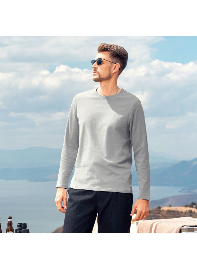Cotton】solid Color Long Sleeve T-shirt For Men, Heavyweight Pure Cotton Men's T-shirt For Spring/autumn 2025 - Image 2