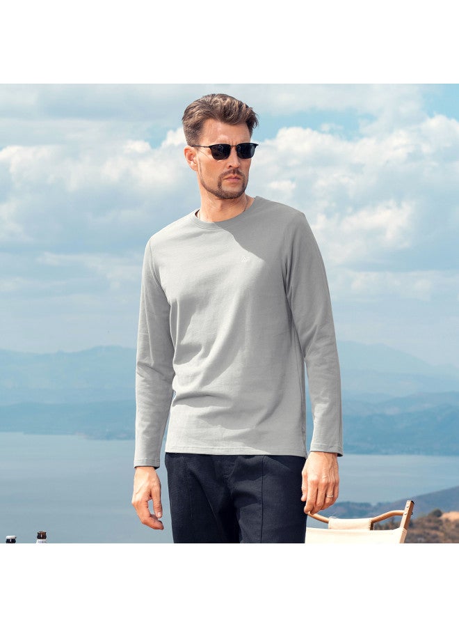 Cotton】solid Color Long Sleeve T-shirt For Men, Heavyweight Pure Cotton Men's T-shirt For Spring/autumn 2025 - Image 3