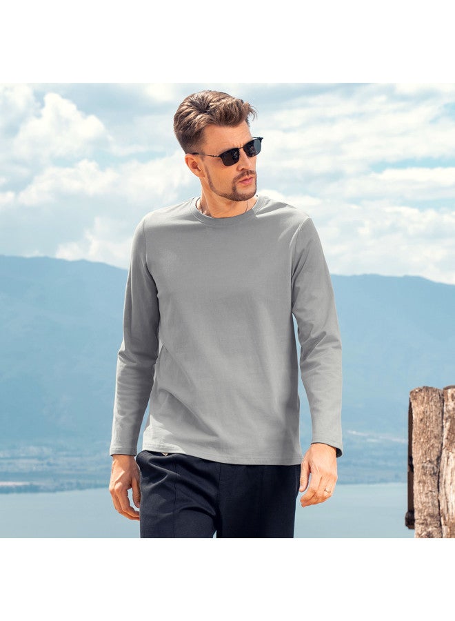 Cotton】solid Color Long Sleeve T-shirt For Men, Heavyweight Pure Cotton Men's T-shirt For Spring/autumn 2025 - Image 5