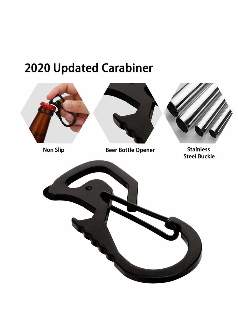 Y&D Retractable Key Chain, Lakobos Badge Reel Heavy Duty Holder Ring with Carabiner, Steel Cable, 3 Quick Release Clips, Keychain for Work, Janitor, Black,... - Image 3