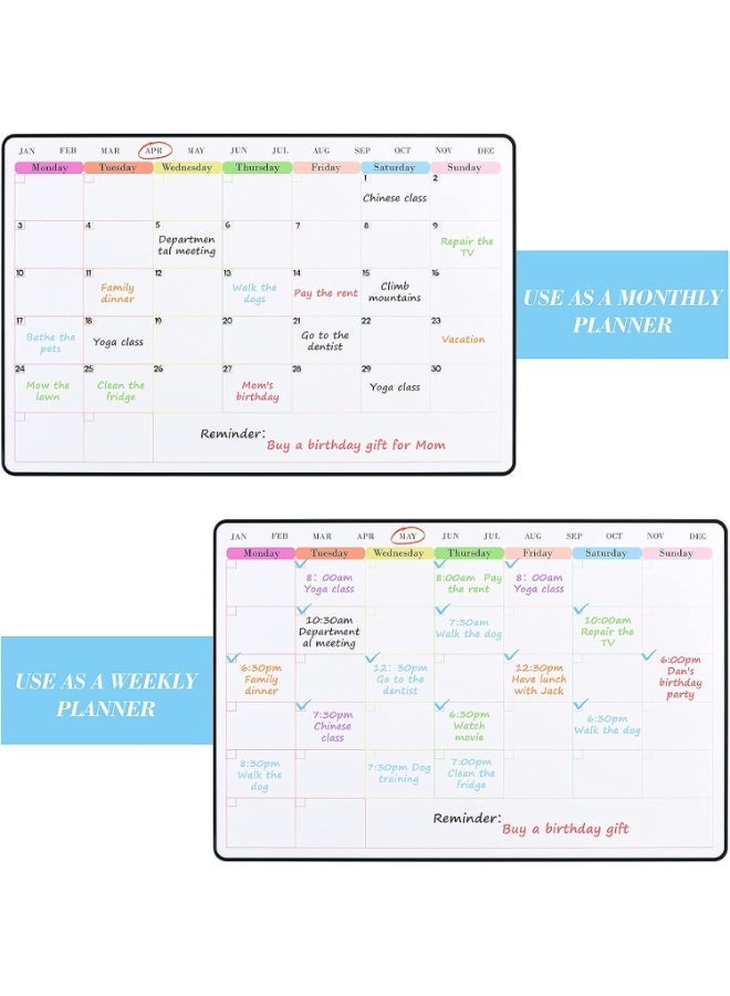 CLOUDFOUR Magnetic Whiteboard Calendar Planner Set, 4 pcs Monthly & Weekly Family Organizer Chart, Dry Erase Calendar Planner for Home & Office, Daily Notepad, Kitchen Fridge Planners, with 6 Markers - Image 2