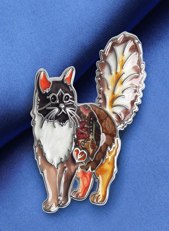 NEWEI Cat Brooch Pins for Women Girls Jacket Bag Charms Cat Pins Jewelry Gifts (Coffee) - Image 2