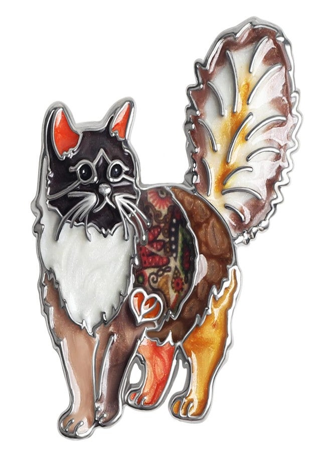 NEWEI Cat Brooch Pins for Women Girls Jacket Bag Charms Cat Pins Jewelry Gifts (Coffee) - Image 1