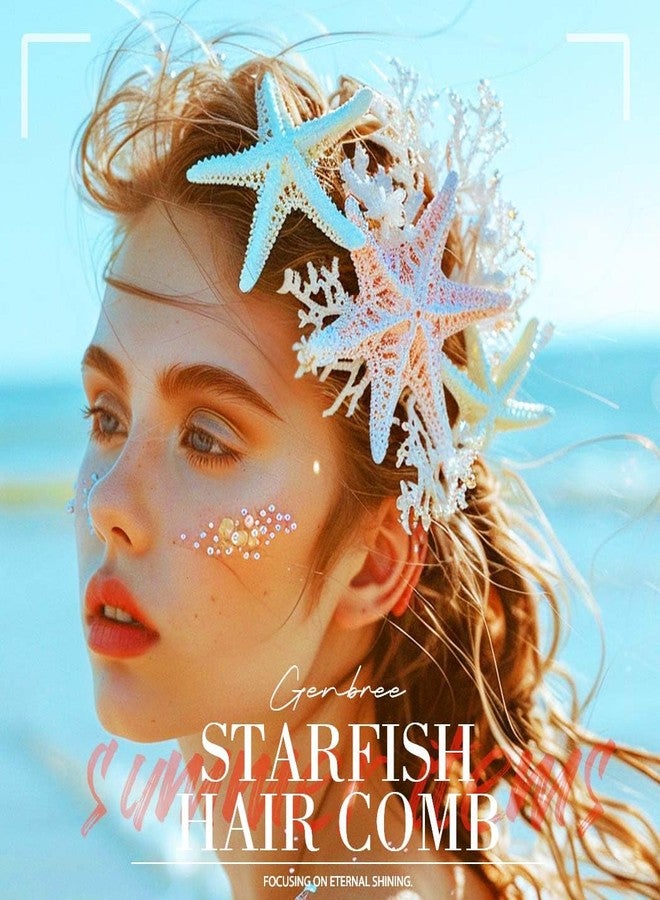 GENBREE Mermaid Starfish Hair Comb Pearl Shell Hair Piece Beach Wedding Hair Accessories for Women (Pink) - Image 5