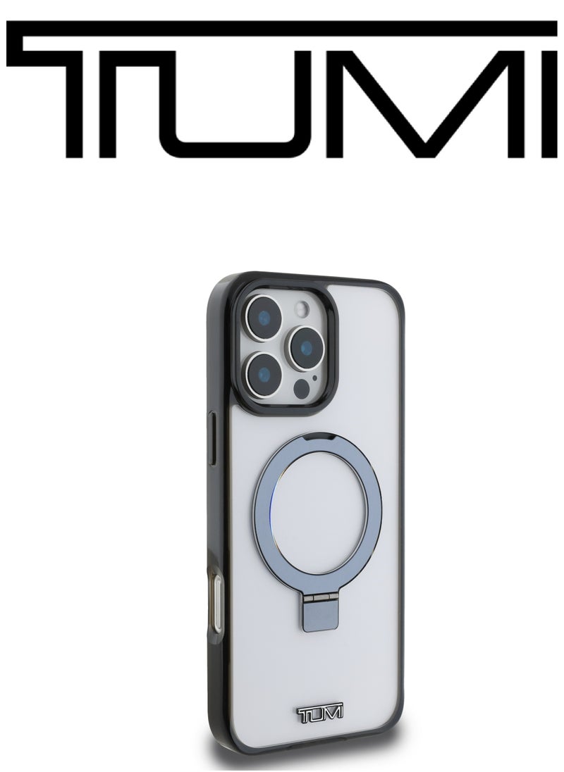 CG MOBILE iPhone 16 Pro Case, supports wireless charging MagSafe, and has an adjustable grip that can be used as a stand, in a French design in a transparent color with an original logo approved by the global brand TUMI. From CG Mobile.  - Image 4