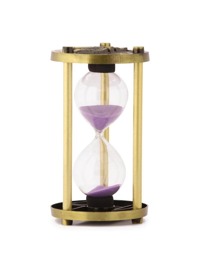 ساعة رملية زجاجية ومعدنية 30 دقيقة لون ذهبي - Image 3