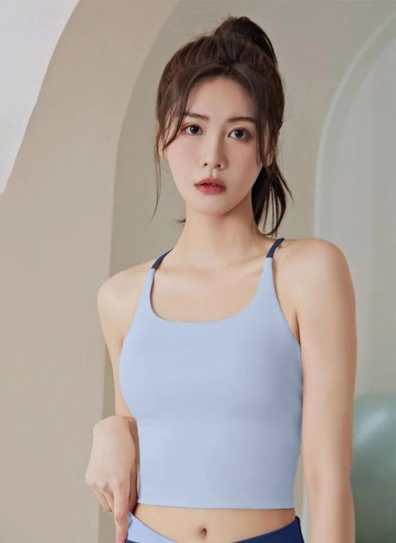 YUNIQEE Blue Solid Regular Bralette Top