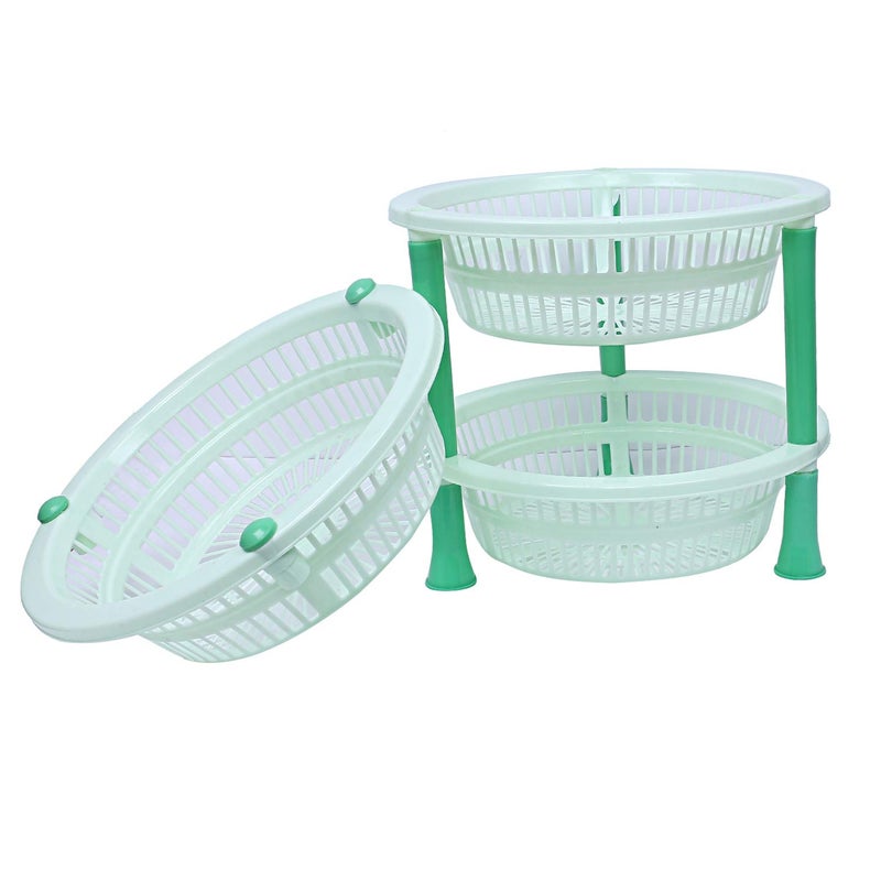 Kuber Industries Plastic 3 Layer Multi -Purpose Kitchen Storage Basket Rack (Green) - Ctktc025183 - Image 4