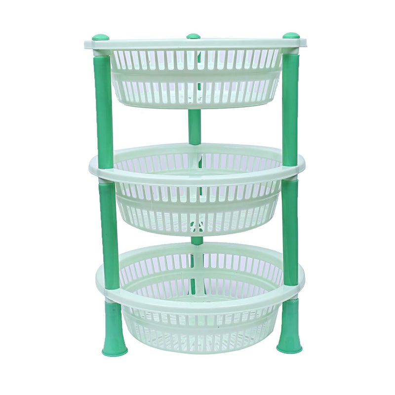 Kuber Industries Plastic 3 Layer Multi -Purpose Kitchen Storage Basket Rack (Green) - Ctktc025183 - Image 1