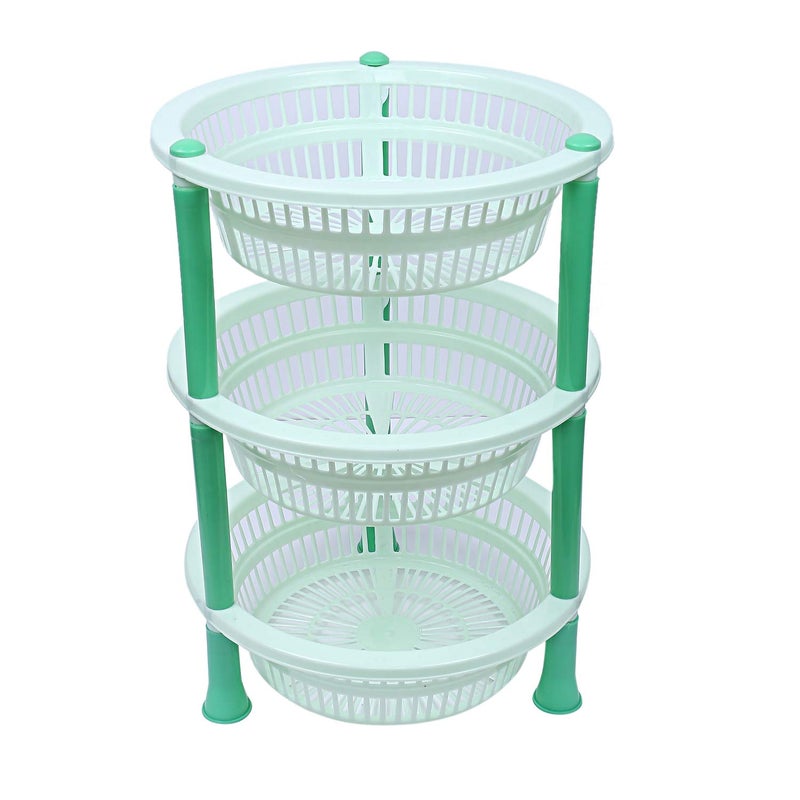 Kuber Industries Plastic 3 Layer Multi -Purpose Kitchen Storage Basket Rack (Green) - Ctktc025183 - Image 3