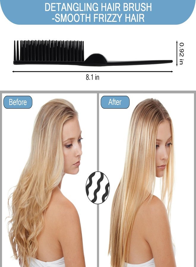 SIMPOR 3 Row Hair Comb for Natural Detangling Curly Hair Styling Brush Nylon Bristle Unbraider Teasing Comb Rat Tail for Women Men Black - Image 3