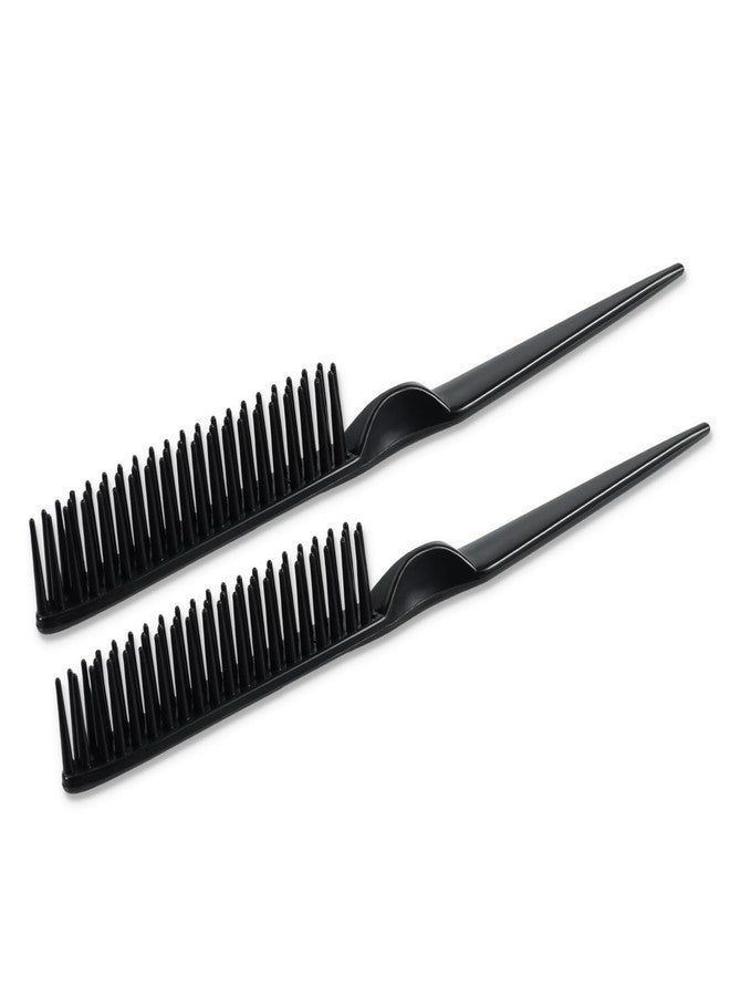 SIMPOR 3 Row Hair Comb for Natural Detangling Curly Hair Styling Brush Nylon Bristle Unbraider Teasing Comb Rat Tail for Women Men Black - Image 1