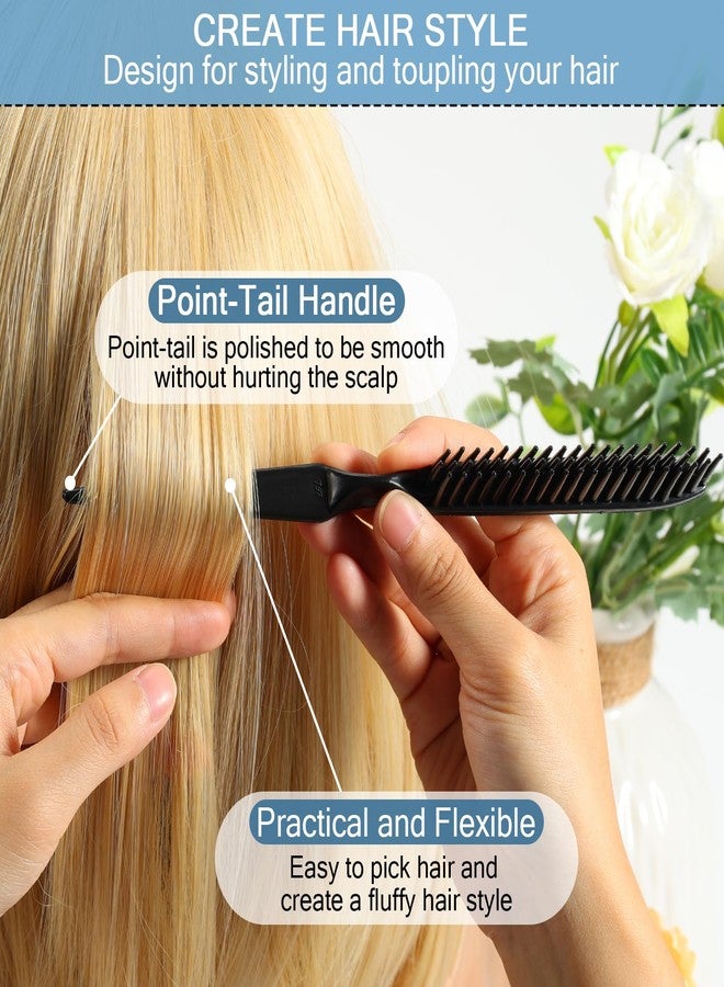 SIMPOR 3 Row Hair Comb for Natural Detangling Curly Hair Styling Brush Nylon Bristle Unbraider Teasing Comb Rat Tail for Women Men Black - Image 5