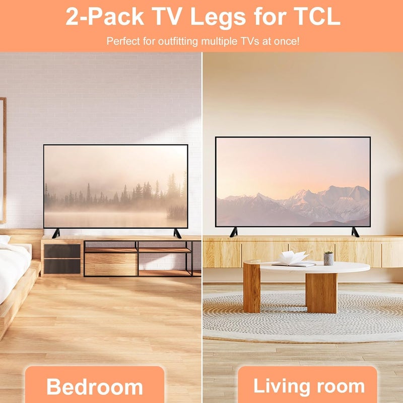Varghesyla (نسخة مطورة) حامل قاعدة تلفزيون مكون من قطعتين لأرجل تلفزيون TCL Roku بديل لأرجل تلفزيون TCL مقاس 28" 32" 40" 43" 49" 50" 55" 58" 65" 32S359 32S355 40S355 43S455 50S525 55S435 65S455 مع براغي - Image 4
