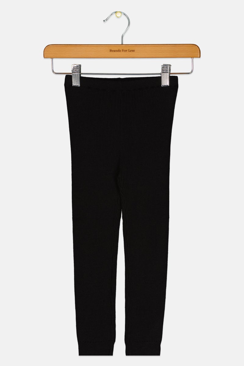 GAP Toddlers Girl Ribbed Pull On Leggings, Black - Image 1