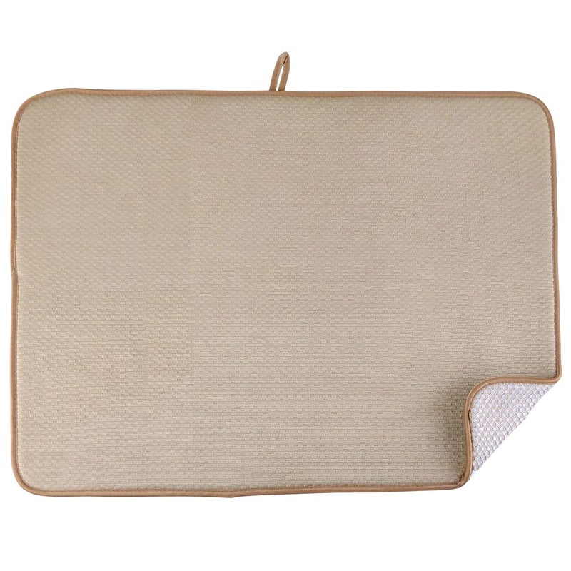 Primeway® Polyester X-Large 45x60cm Anti-Bacterial 2 Tone Mesh Reversible Super Water Absorbent Anti-Skid Kitchen Platform Dish Drying Mat | 7mm Thickness | 3mm Mesh & 4mm Foam | 250 GSM | Beige - Image 1