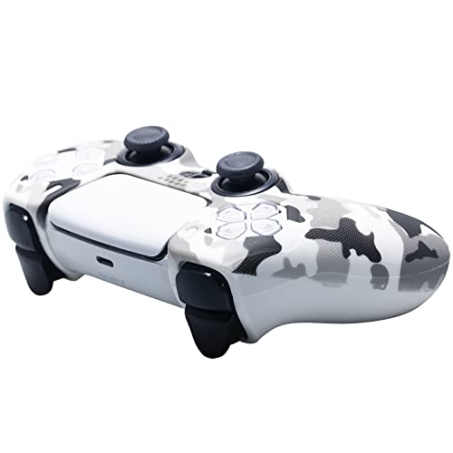 YoRHa Studded Printing Silicone Cover Skin Case for PS5 Controller x 1(White) with Pro Thumb Grips x 10 - Image 4