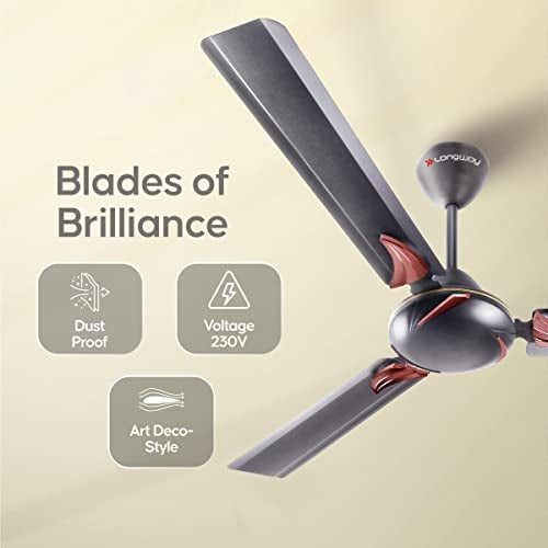 LONGWAY Creta P1 1200 mm/48 inch Ultra High Speed 3 Blade Anti-Dust Decorative Star Rated Ceiling Fan 2 Years Warranty (Smoked Brown, Pack of 1) - Image 3