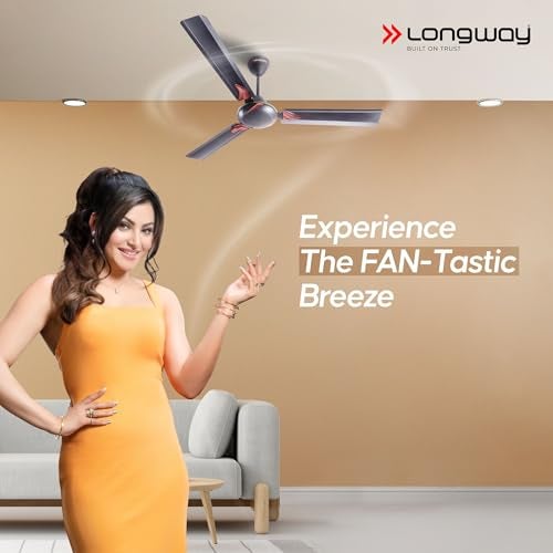 LONGWAY Creta P1 1200 mm/48 inch Ultra High Speed 3 Blade Anti-Dust Decorative Star Rated Ceiling Fan 2 Years Warranty (Smoked Brown, Pack of 1) - Image 2